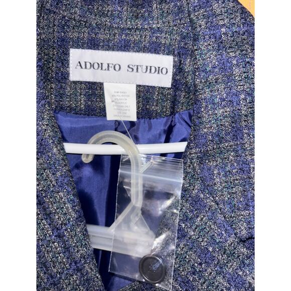 Adolfo Studio women’s tweed blue skirt suit set NEW (size 20W/22W) - Picture 2 of 7